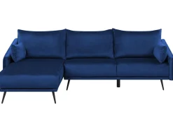 Right Hand Velvet Corner Sofa Led Navy Blue Varde