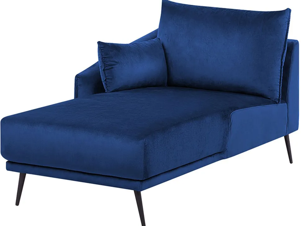 Right Hand Velvet Corner Sofa Led Navy Blue Varde