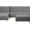 Right Hand Velvet Corner Sofa With Ottoman Grey Aberdeen