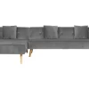 Right Hand Velvet Corner Sofa Bed Grey Vadso