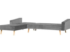 Right Hand Velvet Corner Sofa Bed Grey Vadso