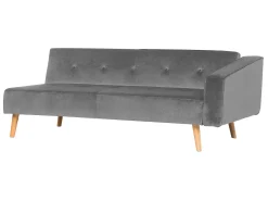 Right Hand Velvet Corner Sofa Bed Grey Vadso