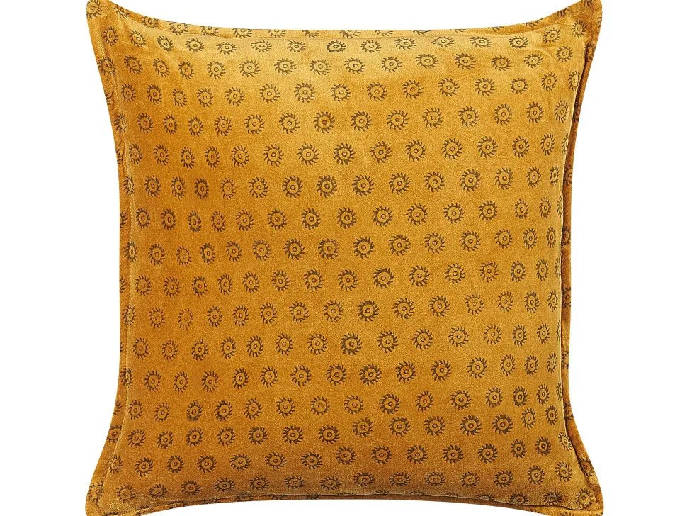Samtkissen Sonnenmuster Senfgelb 45 X 45 Cm 2Er Set Rapis