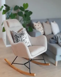 Schaukelsessel Polsterbezug Hellbeige Arrie