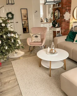 Schaukelsessel Samtstoff Beige Ellan