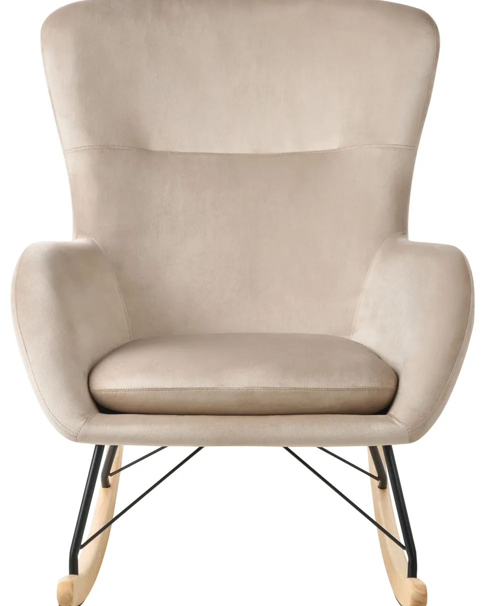 Schaukelsessel Samtstoff Beige Ellan