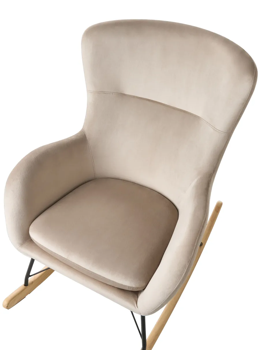 Schaukelsessel Samtstoff Beige Ellan