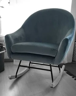 Schaukelsessel Samtstoff Blau Oxie