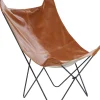 Schmetterlingssessel Kunstleder Goldbraun / Schwarz Nybro