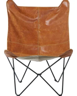 Schmetterlingssessel Kunstleder Goldbraun / Schwarz Nybro