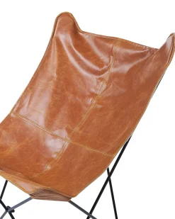 Schmetterlingssessel Kunstleder Goldbraun / Schwarz Nybro