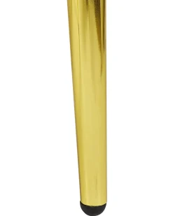 Schminktisch Mit Rundem Led-Spiegel Hocker 6 Schubladen Schwarz / Gold Yves