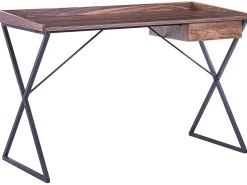 Schreibtisch Dunkler Holzfarbton / Schwarz 120 X 54 Cm Mit Schublade Noxon