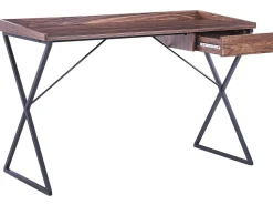Schreibtisch Dunkler Holzfarbton / Schwarz 120 X 54 Cm Mit Schublade Noxon