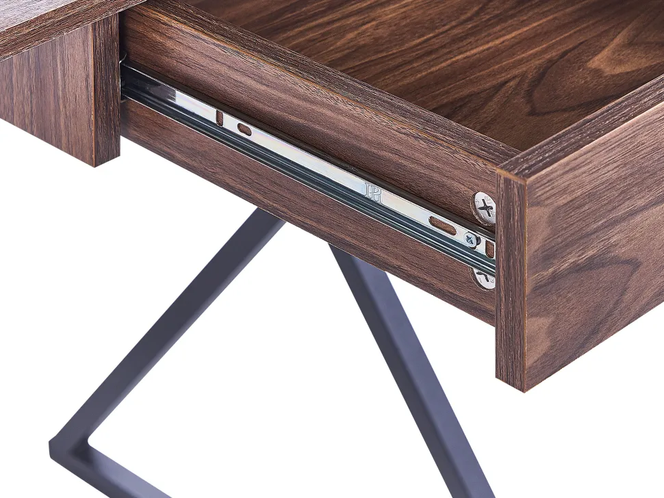 Schreibtisch Dunkler Holzfarbton / Schwarz 120 X 54 Cm Mit Schublade Noxon