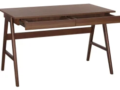 Schreibtisch Dunkler Holzfarbton 120 X 70 Cm 2 Schubladen Sheslay