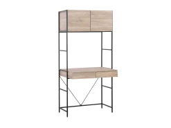 Schreibtisch Heller Holzfarbton / Schwarz 81 X 60 Cm 2 Schubladen Harrow