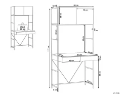 Schreibtisch Heller Holzfarbton / Schwarz 81 X 60 Cm 2 Schubladen Harrow