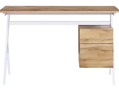 Schreibtisch Heller Holzfarbton / Weis 120 X 60 Cm Schublade Mit Schrank Ashland