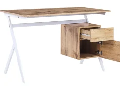 Schreibtisch Heller Holzfarbton / Weis 120 X 60 Cm Schublade Mit Schrank Ashland