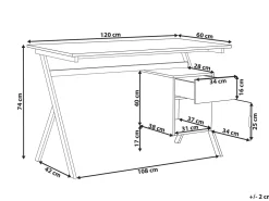 Schreibtisch Heller Holzfarbton / Weis 120 X 60 Cm Schublade Mit Schrank Ashland
