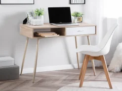 Schreibtisch Heller Holzfarbton 100 X 48 Cm Deora