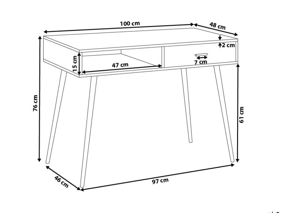 Schreibtisch Heller Holzfarbton 100 X 48 Cm Deora