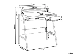 Schreibtisch Heller Holzfarbton 73 X 48 Cm 2 Schubladen Broxton