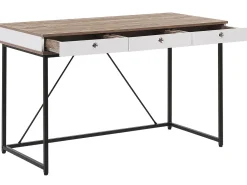 Schreibtisch Heller Holzfarbton / Weis 120 X 60 Cm 3 Schubladen Hinton