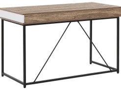 Schreibtisch Heller Holzfarbton / Weis 120 X 60 Cm 3 Schubladen Hinton