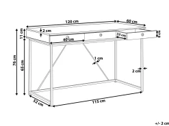 Schreibtisch Heller Holzfarbton / Weis 120 X 60 Cm 3 Schubladen Hinton