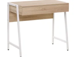 Schreibtisch Heller Holzfarbton / Weis 84 X 48 Cm Carter