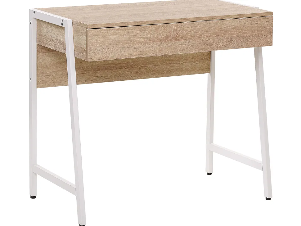 Schreibtisch Heller Holzfarbton / Weis 84 X 48 Cm Carter