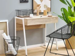 Schreibtisch Heller Holzfarbton / Weis 84 X 48 Cm Carter