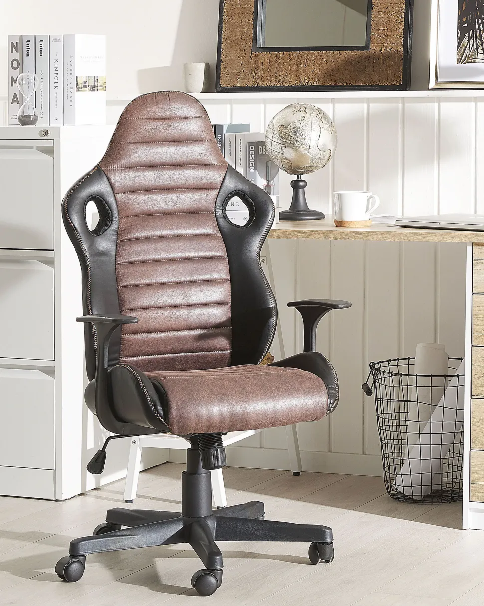 Schreibtisch Heller Holzfarbton / Weis 140 X 60 Cm 5 Schubladen Heber