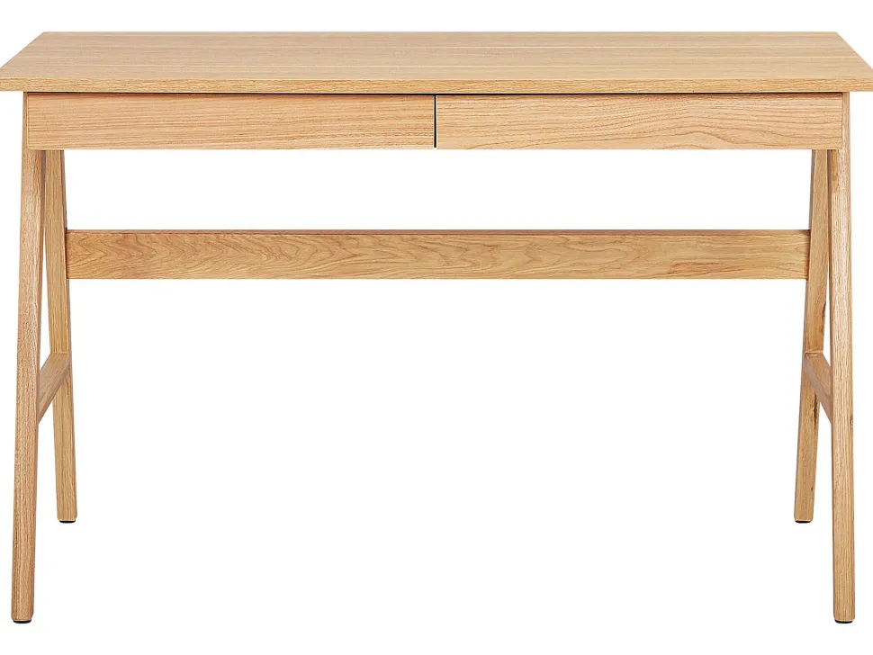 Schreibtisch Heller Holzfarbton 120 X 70 Cm 2 Schubladen Sheslay