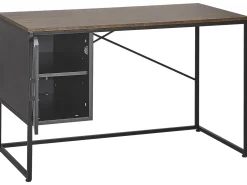 Schreibtisch Mit Schrank Dunkler Holzfarbton / Schwarz 118 X 60 Cm Vince