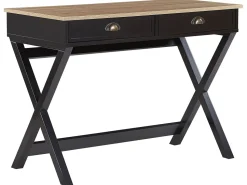 Schreibtisch Schwarz / Heller Holzfarbton 103 X 50 Cm 2 Schubladen Ekart