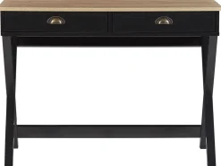 Schreibtisch Schwarz / Heller Holzfarbton 103 X 50 Cm 2 Schubladen Ekart