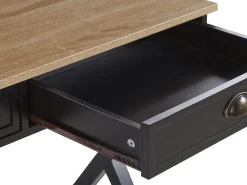 Schreibtisch Schwarz / Heller Holzfarbton 103 X 50 Cm 2 Schubladen Ekart