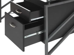 Schreibtisch Schwarz Glasplatte 117 X 57 Cm 2 Schubladen Moriton