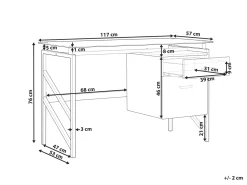 Schreibtisch Schwarz Glasplatte 117 X 57 Cm 2 Schubladen Moriton