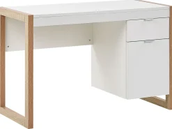 Schreibtisch Weis / Heller Holzfarbton 110 X 50 Cm Schublade Schrank Johnson