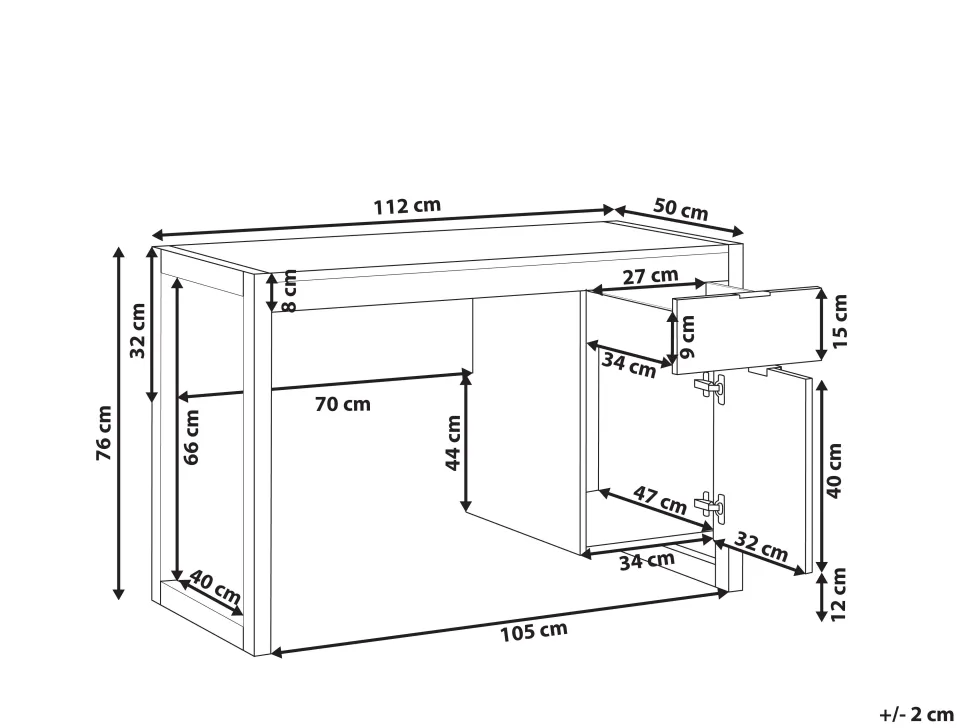 Schreibtisch Weis / Heller Holzfarbton 110 X 50 Cm Schublade Schrank Johnson