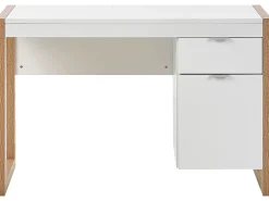 Schreibtisch Weis / Heller Holzfarbton 110 X 50 Cm Schublade Schrank Johnson