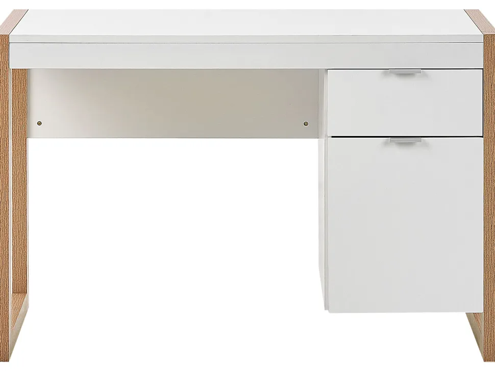 Schreibtisch Weis / Heller Holzfarbton 110 X 50 Cm Schublade Schrank Johnson