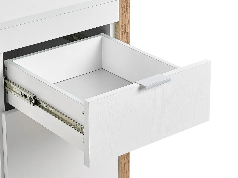 Schreibtisch Weis / Heller Holzfarbton 110 X 50 Cm Schublade Schrank Johnson