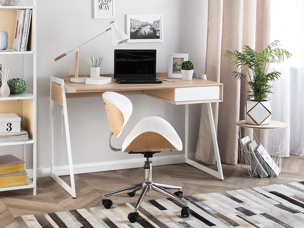 Schreibtisch Weis / Heller Holzfarbton 120 X 60 Cm Quito