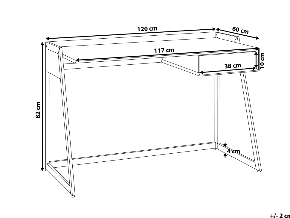 Schreibtisch Weis / Heller Holzfarbton 120 X 60 Cm Quito