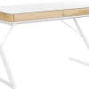 Schreibtisch Weis / Heller Holzfarbton 120 X 60 Cm 2 Schubladen Fontana
